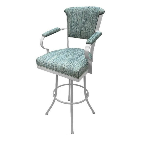 Tobias Designs Miami 34"H Fabric/Metal Bar Stools in Watusi Aquatint/White
