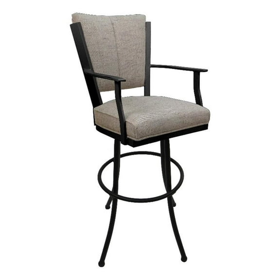Tobias Designs Montana 34" Fabric & Metal Bar Stool in Driftwood Beige/Black