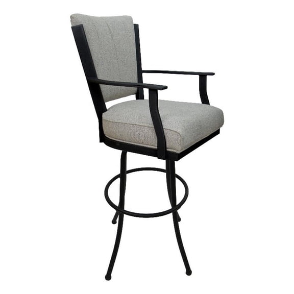 Tobias Designs Montana 34" Fabric & Metal Bar Stool in Hemsath Slate Gray/Black