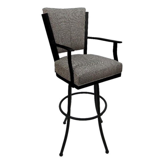 Tobias Designs Montana 34" Fabric & Metal Bar Stool in Plumley Cocoa Brown/Black