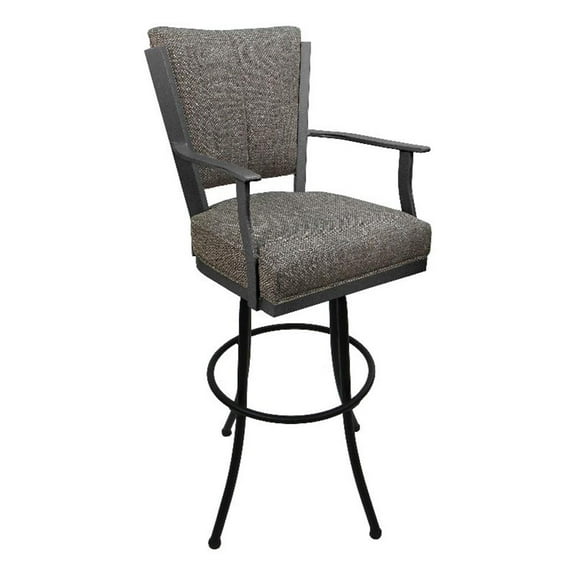 Tobias Designs Montana 34" Fabric & Metal Bar Stool in Plumley Cocoa Brown/Gray