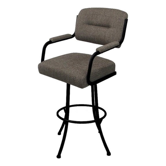 Tobias Designs Swivel Counter 26" Metal & Fabric Bar Stool in Black/Brown