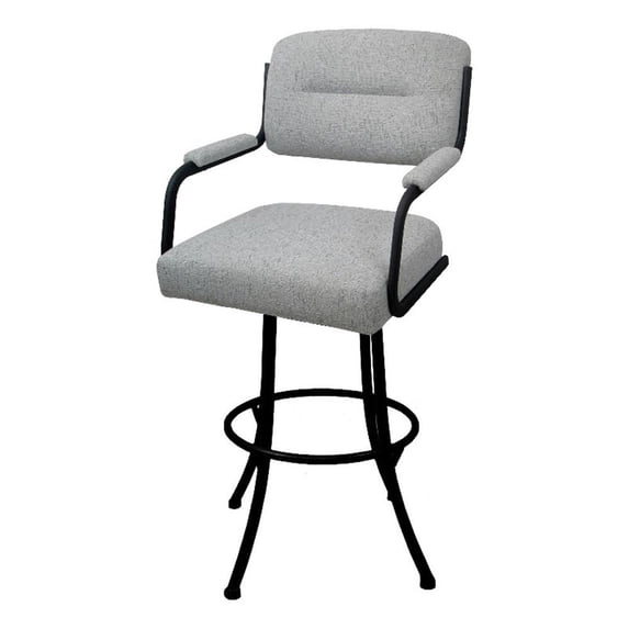 Tobias Designs Swivel Counter 26" Metal & Fabric Bar Stool in Black/Charcoal