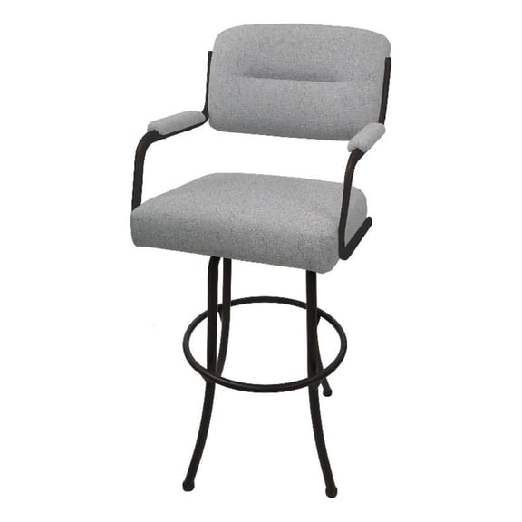 Tobias Designs Swivel Counter 26" Metal & Fabric Bar Stool in Brown/Charcoal