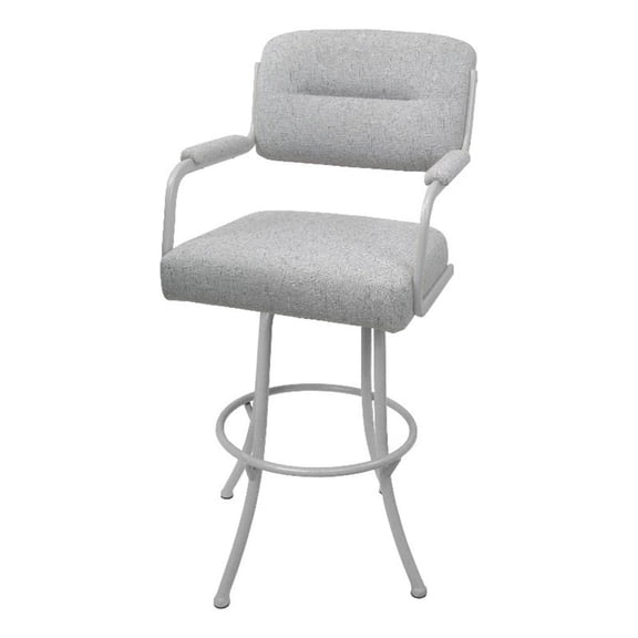 Tobias Designs Swivel Counter 26" Metal & Fabric Bar Stool in White/Charcoal