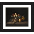 thumbnail image 1 of Tobias Stranover 14x12 Black Ornate Wood Framed Double Matted Museum Art Print Titled: Peaches on a Silver Tazza with Grapes, a Pear, a Melon and a Bird on a Marble Ledge, 1 of 5