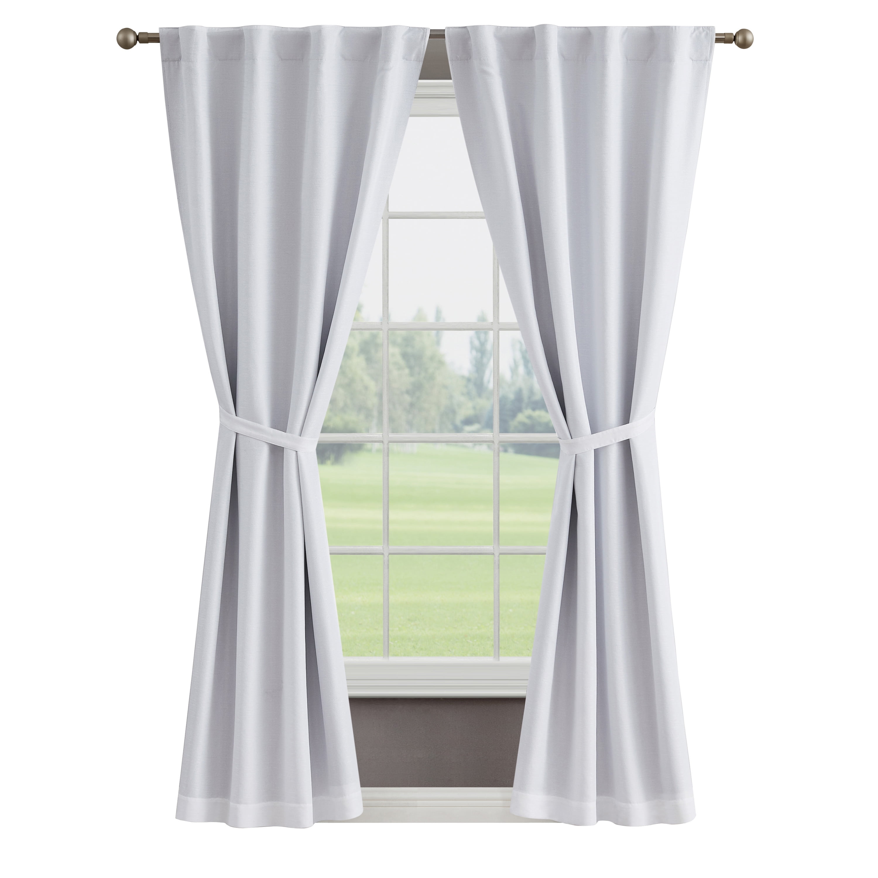 Tobie Blackout Window Curtain Panels with Tiebacks, Back Tab, White, 38" x 84"