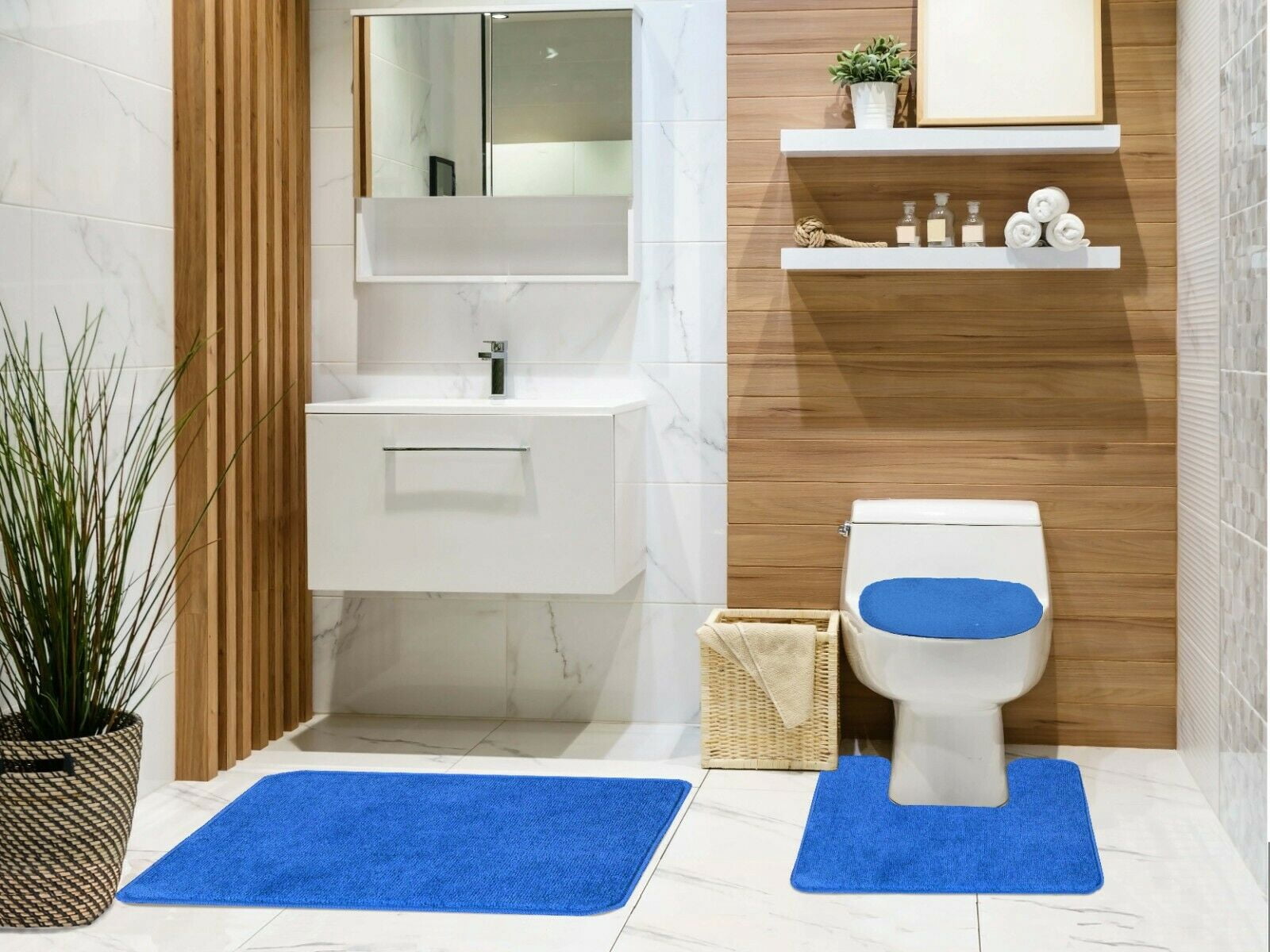 Tobin 3 Piece Bathroom Rug Set, Bath Mat, Contour Rug, Toilet Seat Lid ...