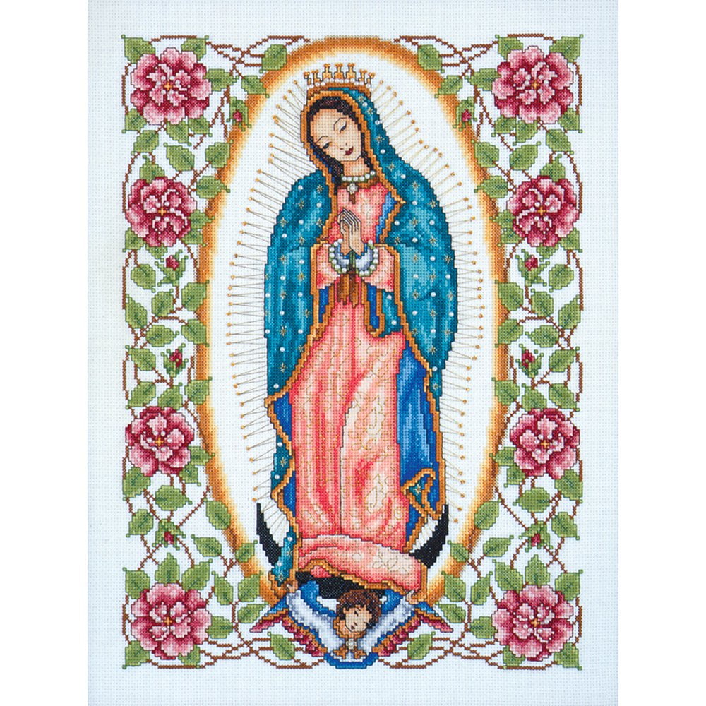 Tobin Needlecraft Caliente Our Lady Of Guadalupe Counted Cross Stitch Kit 13 inch x 17 inch 14 Count DW2323