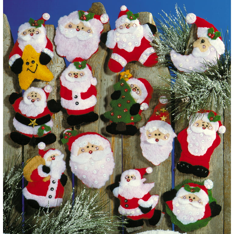 Tobin Lots of Santas Ornaments Felt Applique Kit-3X4 Set of 13