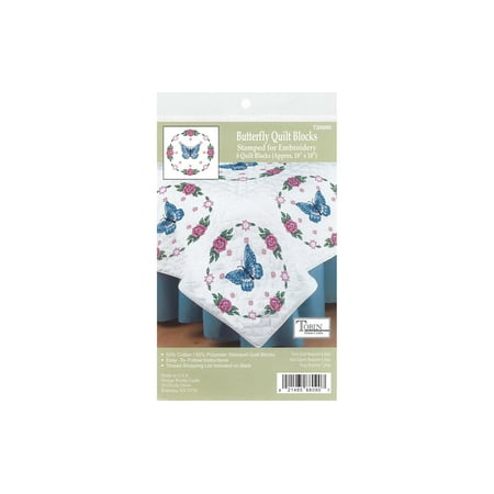 Tobin Stamped Quilt Block 18"x 18" Butterfly Rose 6pc