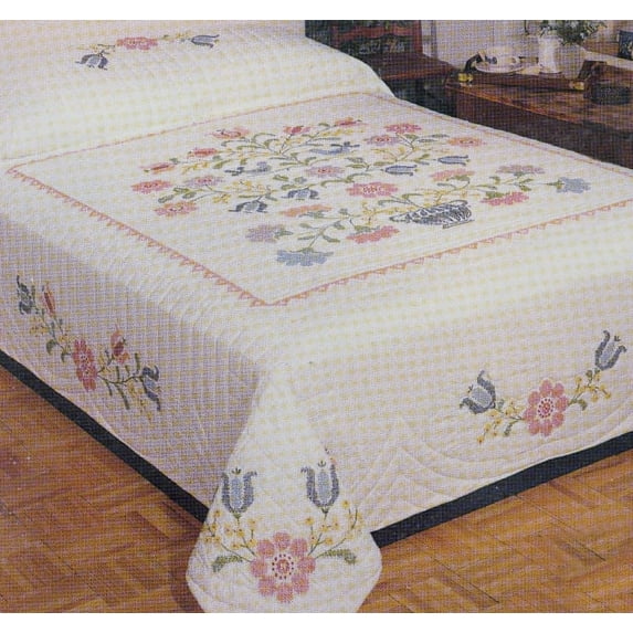 Tobin Stamped Quilt Cross Stitch 90"x103"-colonial Stencil