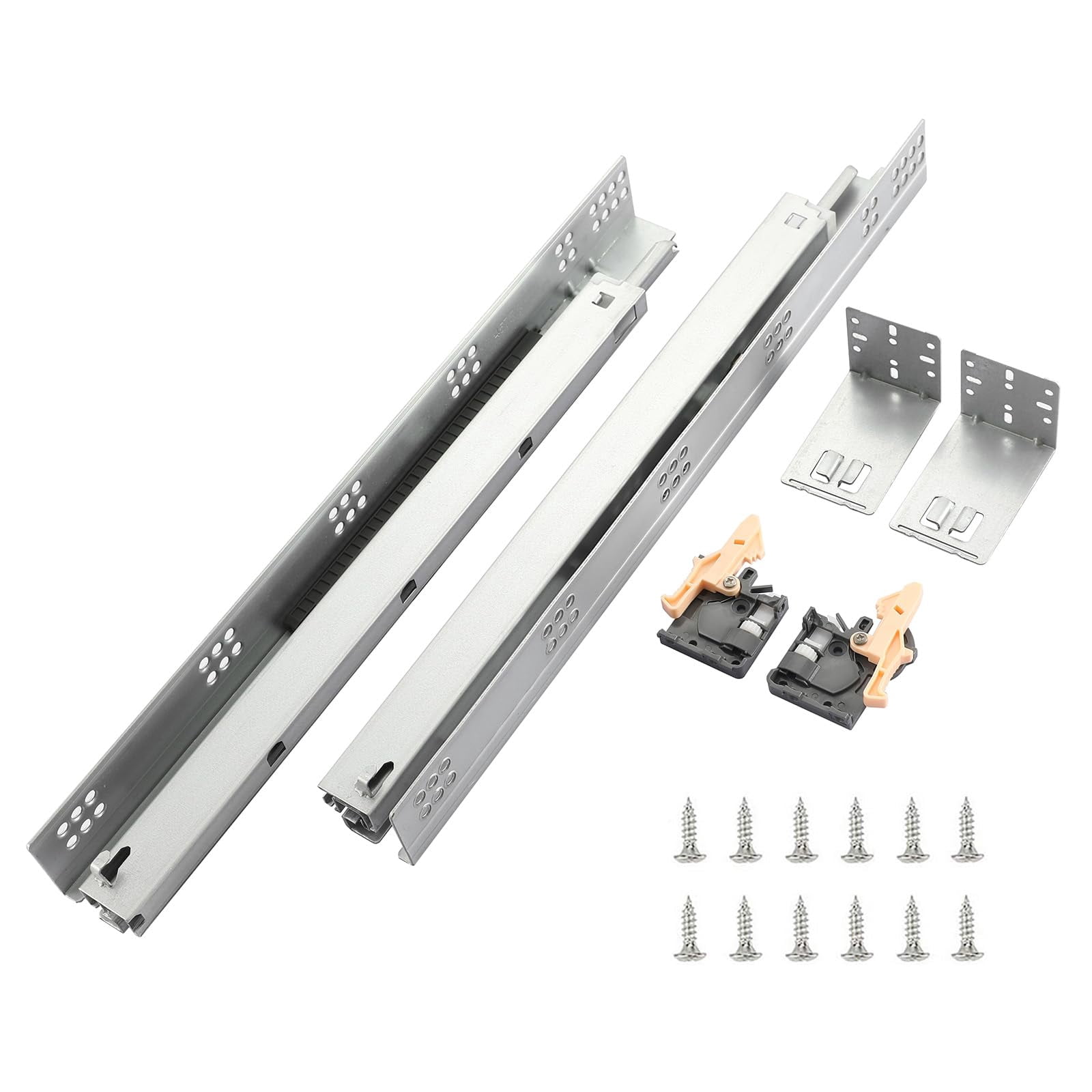 Undermount Drawer Slides 15 Inch – 6 Pairs Soft Close, Full Extension Glides With Locking & Brackets