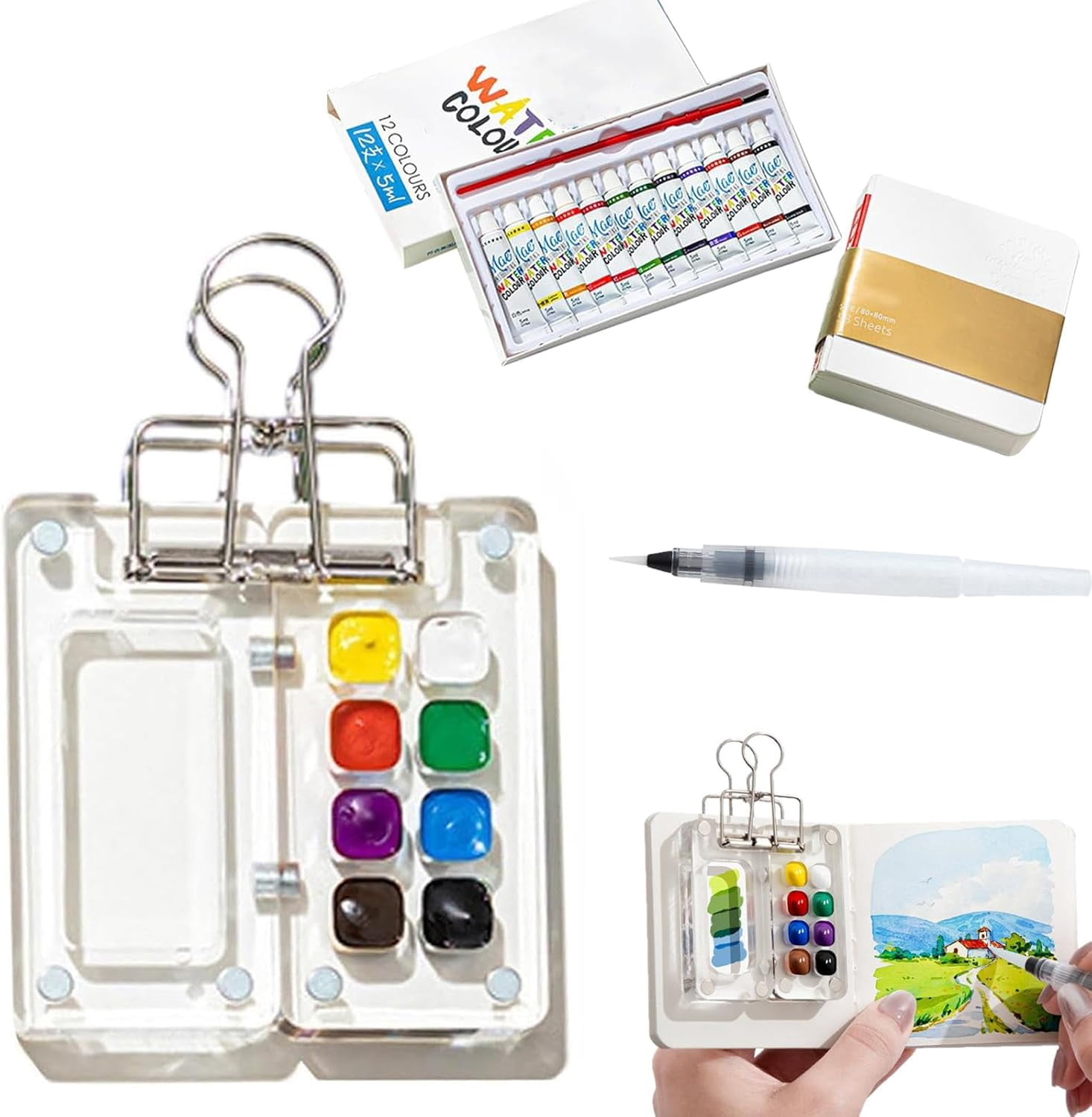 Aazon.co: Ini Paint Palette Travel Kit - Ini Watercolor Palette Set - View #2