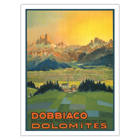 Toblach Italy - Entrance to the Paradise of the Dolomites - Vintage Travel Poster c.1920s - Fine Art Matte Paper Print (Unframed) 24x32in