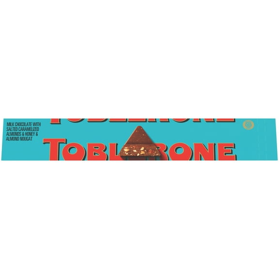 TOBLERONE Milk Chocolate Bar with Salted Caramelized Almonds and Honey and Almond Nougat, 3.52 oz