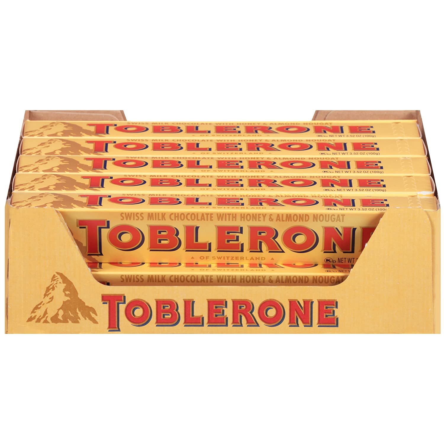 Toblerone Milk Chocolate Bar With Honey And Almond Nougat, 3.53 oz