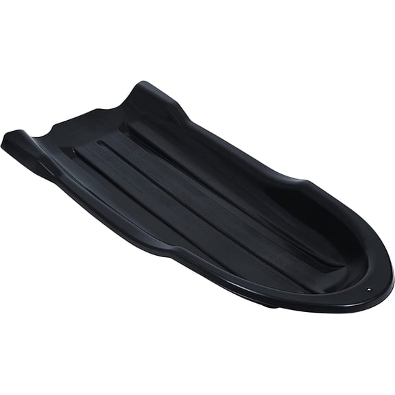 Toboggan Snow Sled for Kids and Adults, 46" Heavy Duty Plastic Open Back Slider with Handles and Hole for Pull Ropes- (Ropes Excluded) Kid and Adult Winter Fun, Black, by Superio