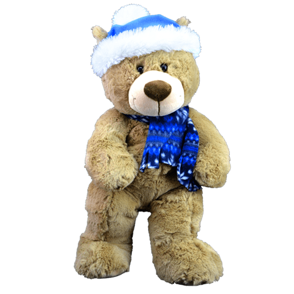 Toboggan Teddy Bear Plush 16 Inch, Soft Classic Brown Bear, Cozy Plush Keepsake