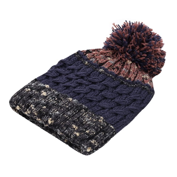 Toboggans Cold Weather Hat Thermal Beanie Pom Knit Earflap Hats Toboggan Hats Soft Slouchy Warm Cuffed Knit Beanie Knit Chunky Snow Cap Beanies Blue One Size
