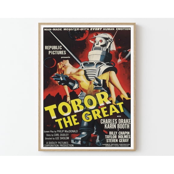 Tobor The Great Vintage Movie Ad Poster Fine Art Print | Home Decor Retro Wall Art Gift, 24x36 UNFRAMED