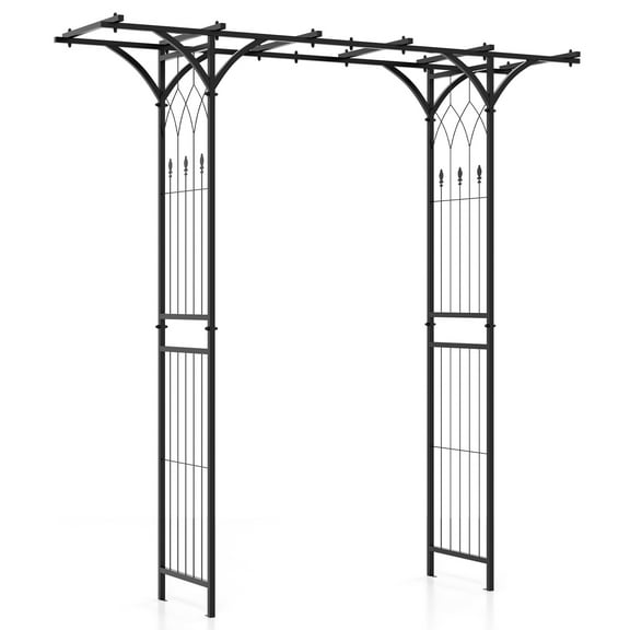 Tobuy Garden Arbor Decorative Metal Garden Arch w/ Trellises for Climbing Plant Vine Rose