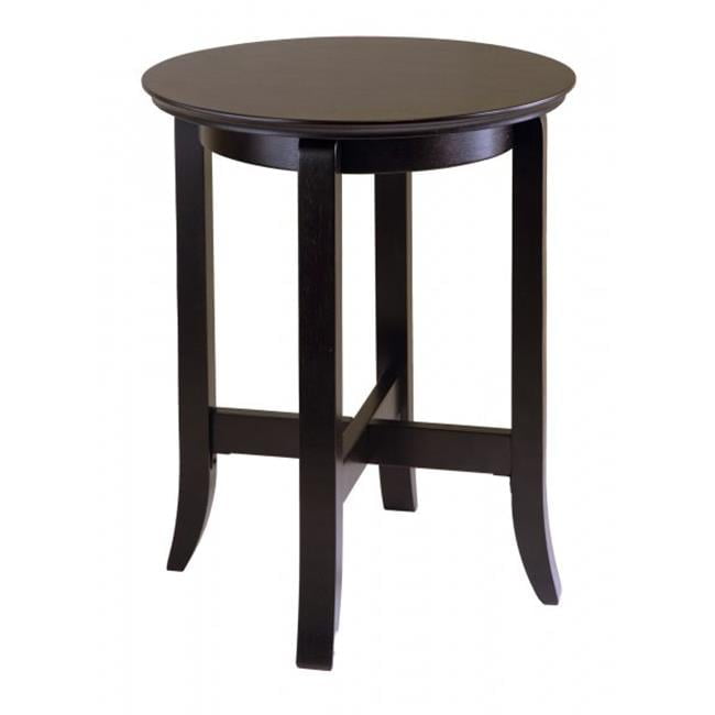 Round Dark Espresso Solid Wood End Table