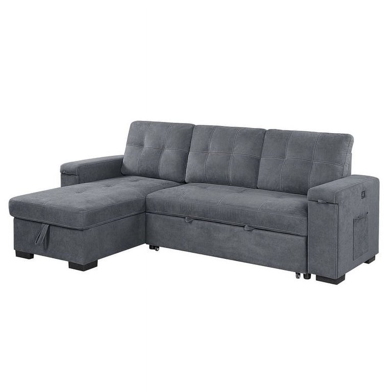 Kiruna Grey Upholstered Sleeper Sectional Sofa With Storage | Cabinets ...