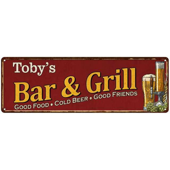 Toby's Bar and Grill Red Man Cave Decor 6x18 Sign 106180054118