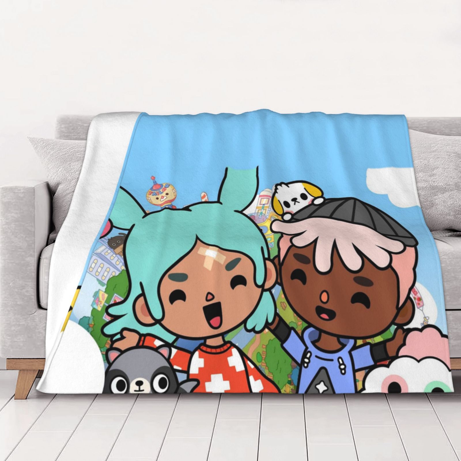 Toca Boca Cute Thick Blanket Cozy Soft Fuzzy Antipilling Flannel Throw