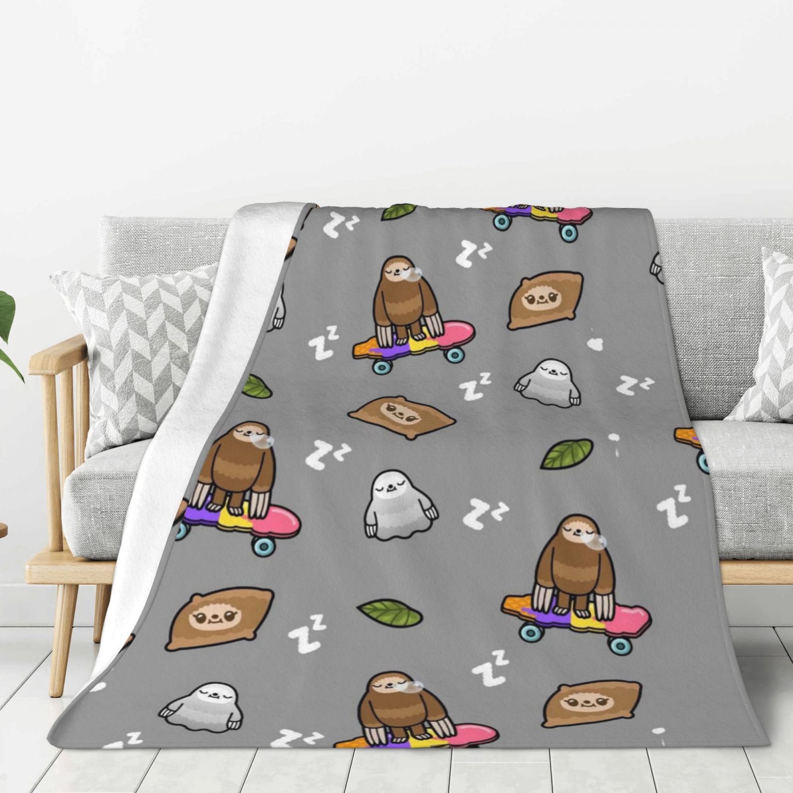 Toca Boca Sloth Thick Blanket Cozy Soft Fuzzy Antipilling Flannel