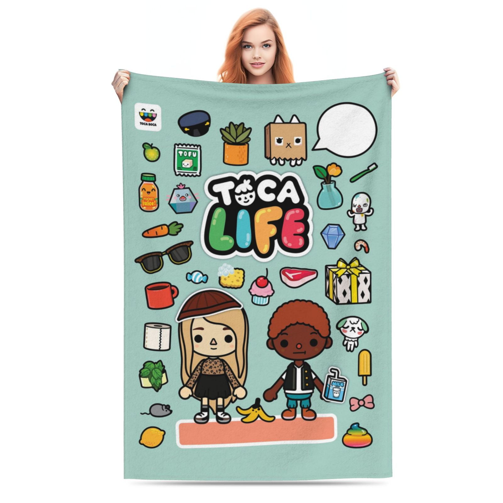 Toca Boca Soft Blanket Fuzzy Fleece Antipilling Flannel Throw Blanket