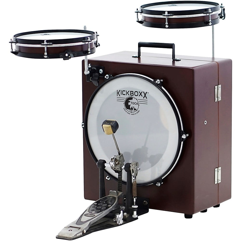 Toca Kickboxx Suitcase Travel Portable Drum Set, Brown, 20 lbs