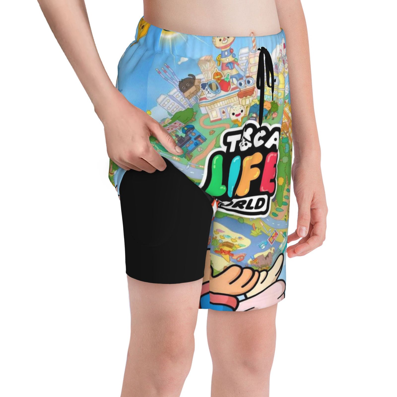 Toca Life World Boys Swim Trunks With Boxer Brief Liner Compression Boy
