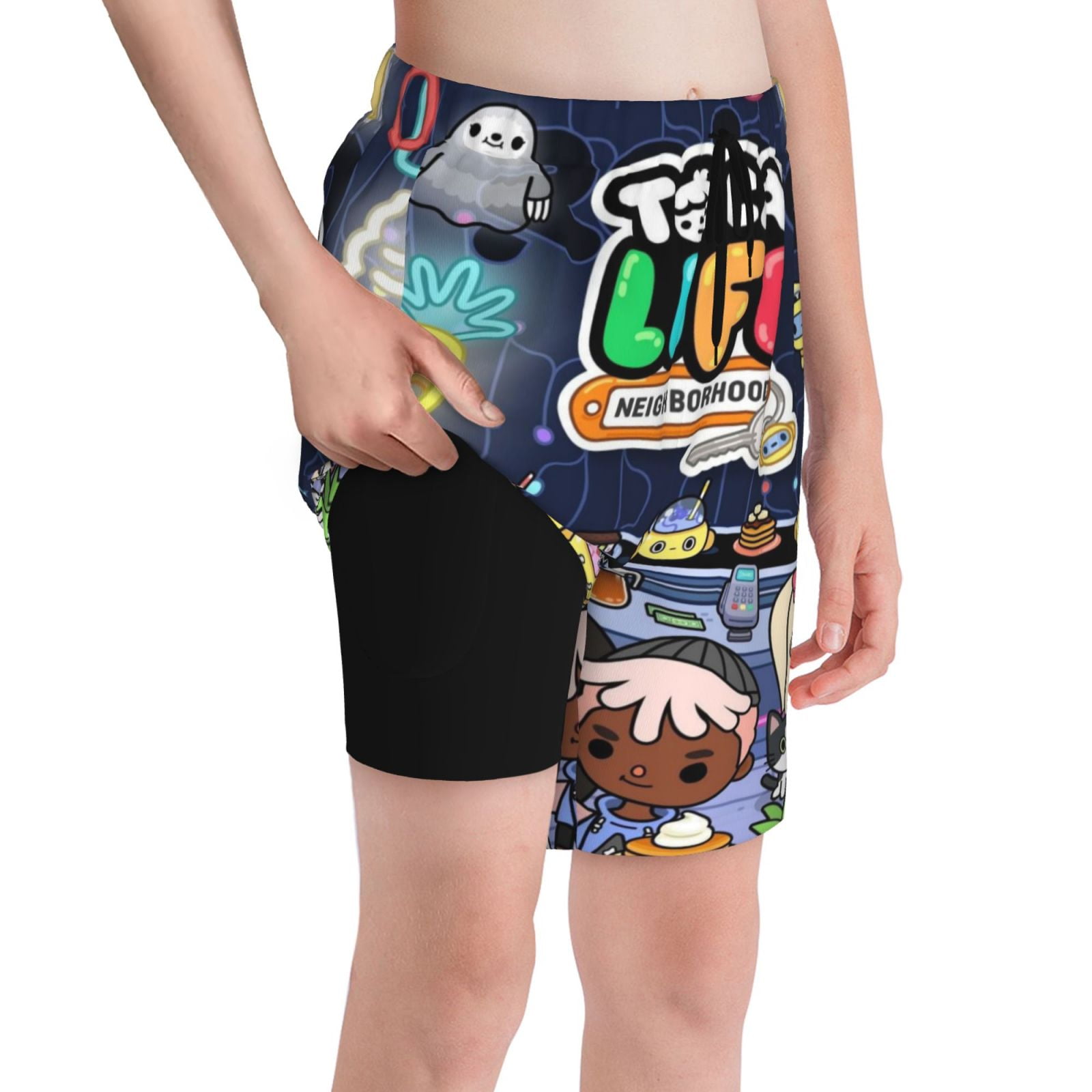 Toca Life World Boys Swim Trunks With Boxer Brief Liner Compression Boy