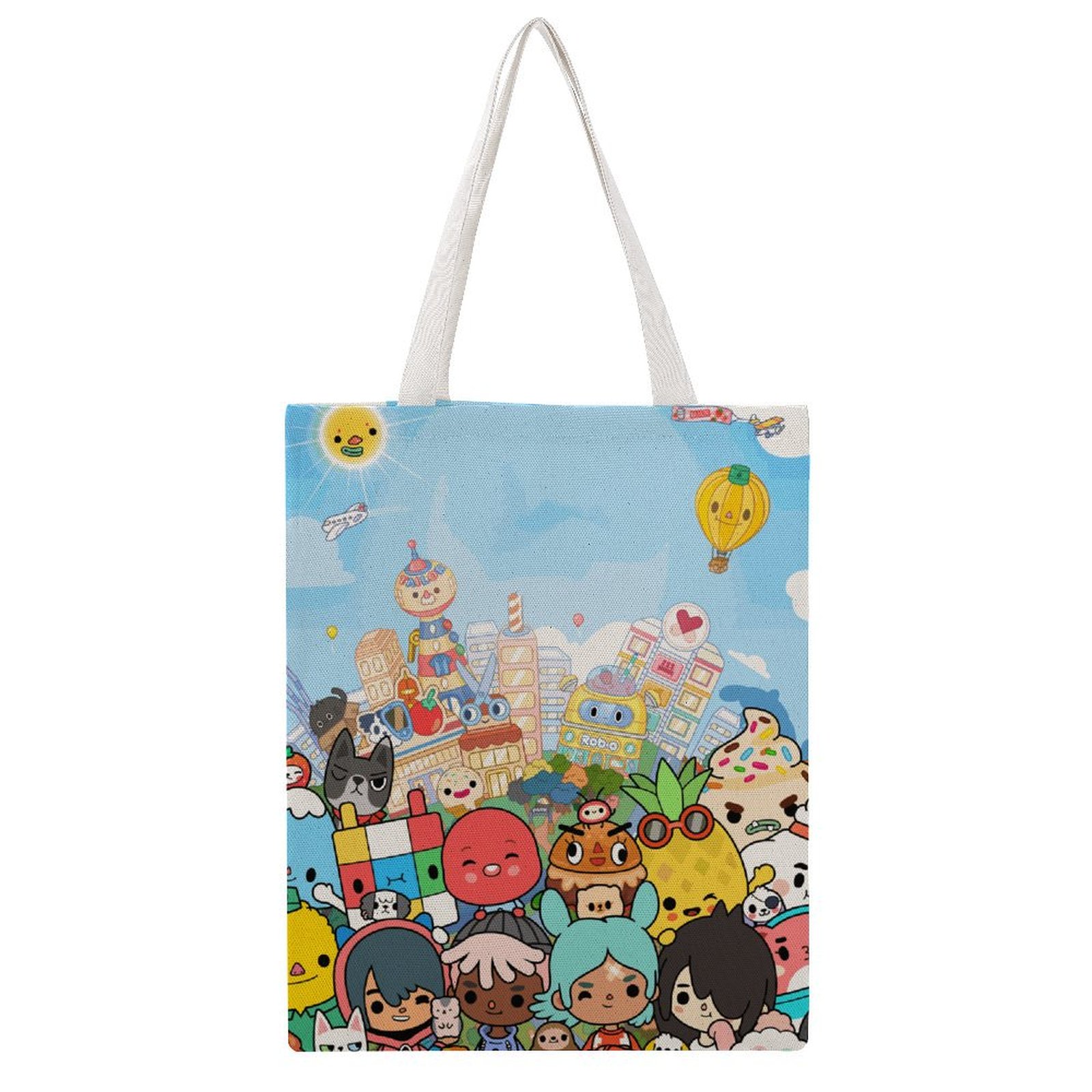 Toca Life World Canvas Tote Bags Reusable Grocery Cloth Bags Shoulder