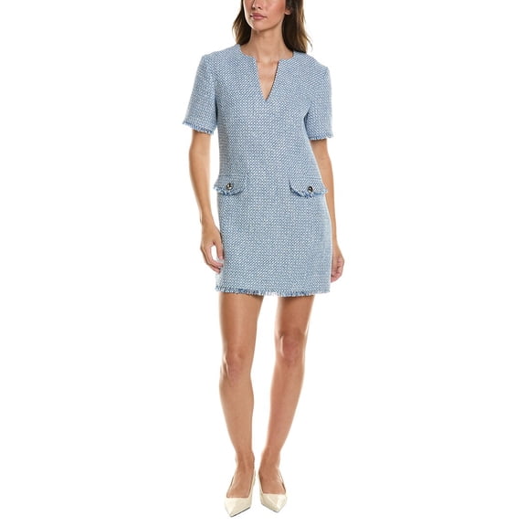 Toccin womens  Blythe Wool-Blend Mini Shift Dress, 8, Blue