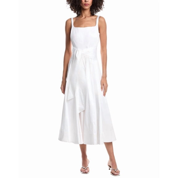 Toccin womens  Cady Tie Front Corset Midi Dress, 4, White