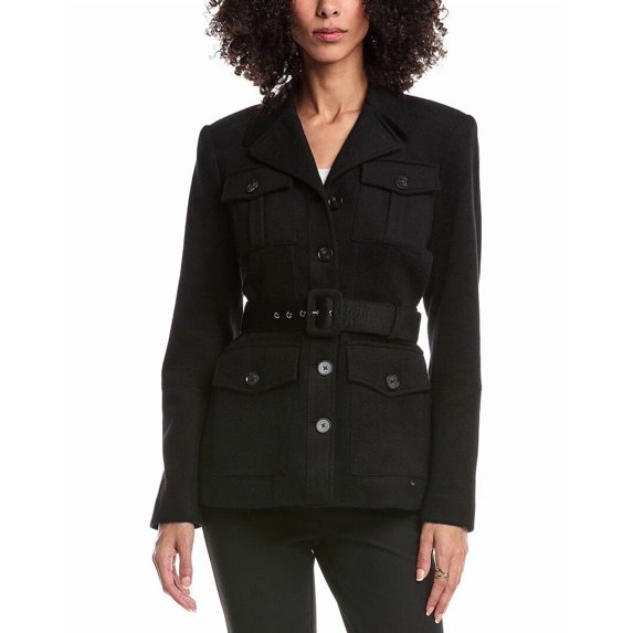 Toccin womens Charlie Safari Wool Belted Jacket, 8, Black
