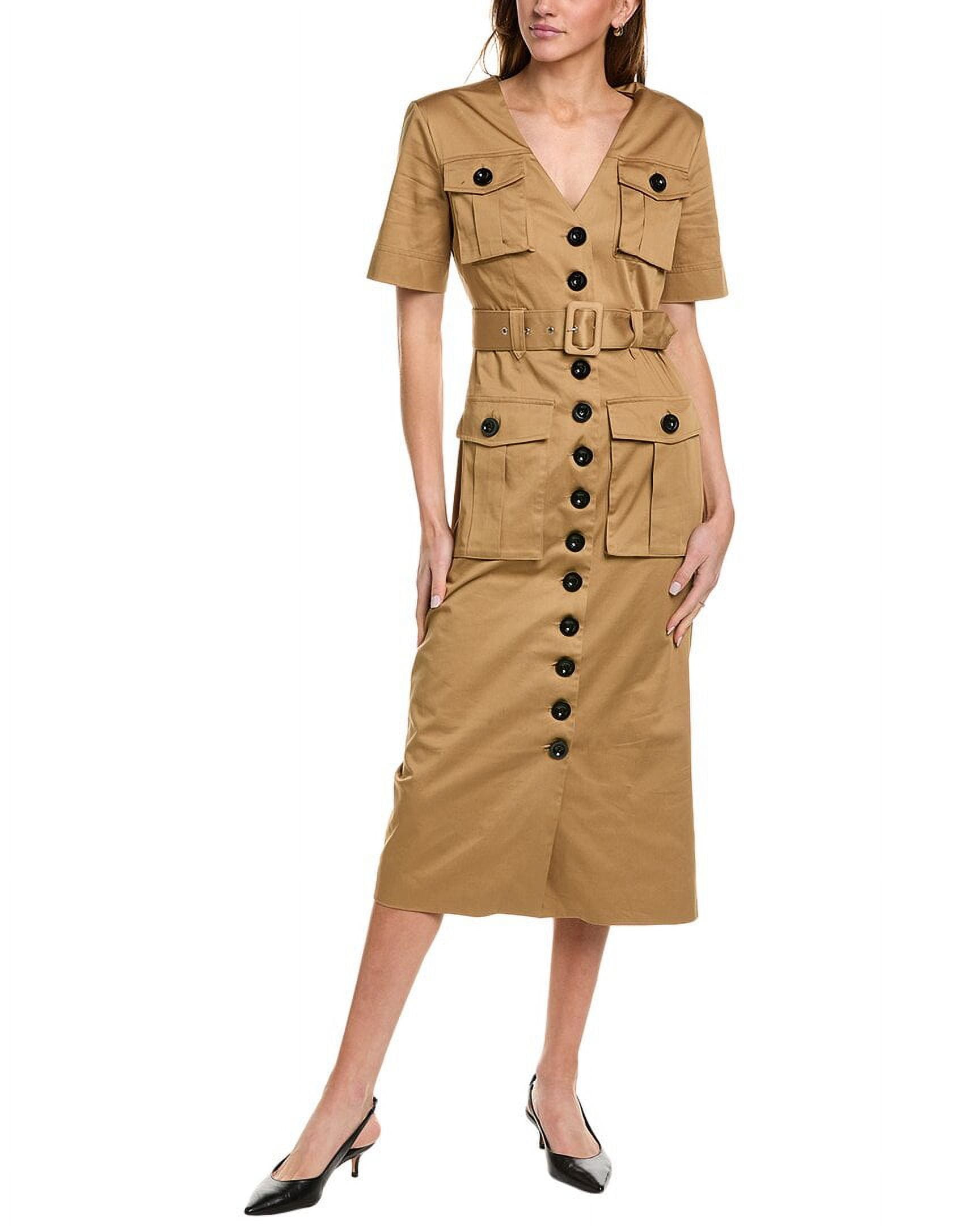 safari midi dress Reiss Tate Cotton Safari-print Tailored Midi Dress