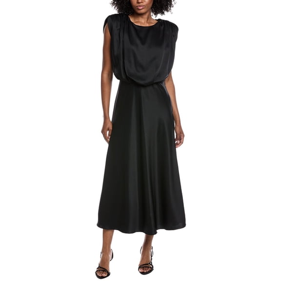 Toccin womens Flora Satin Midi Dress, 12, Black