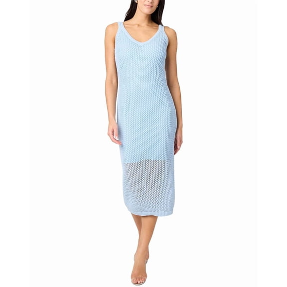 Toccin womens Kayla Crochet Tank Midi Dress, m, Blue