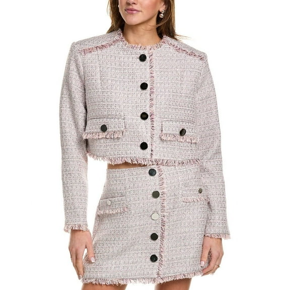 Toccin womens  Lainey Cropped Tweed Jacket, 0, Pink