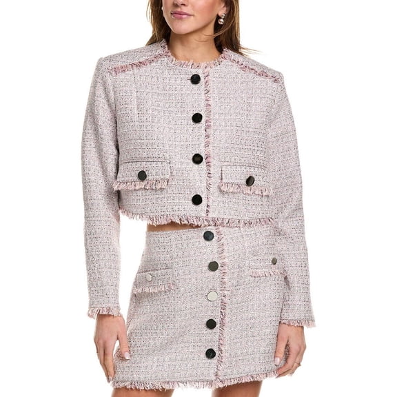Toccin womens  Lainey Cropped Tweed Jacket, 8, Pink