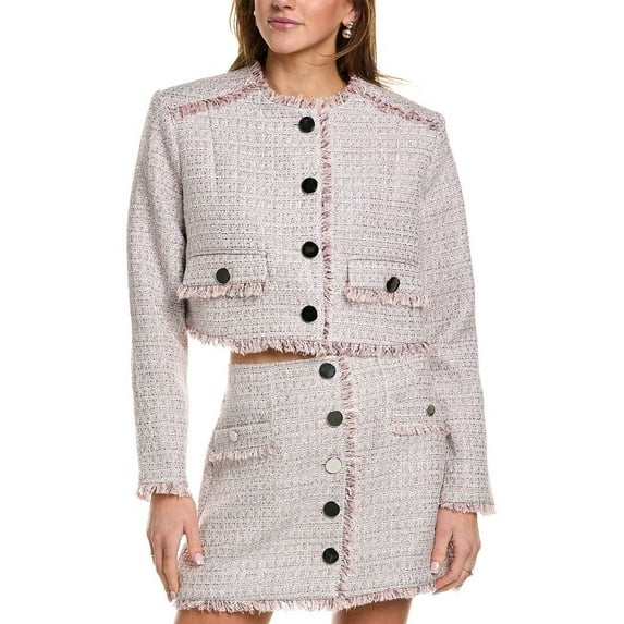 Toccin womens Lainey Cropped Tweed Jacket, 8, Pink