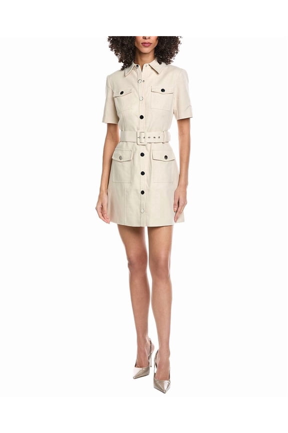 womens Lydia Snap Front Dress, 8, White