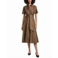 thumbnail image 1 of Toccin womens  Mega Tie Front Midi Shirtdress, 8, Brown, 1 of 3