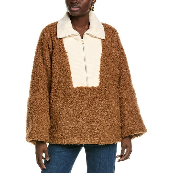 Toccin womens Serafina Oversized Wool-Blend Popover, M/L, Brown