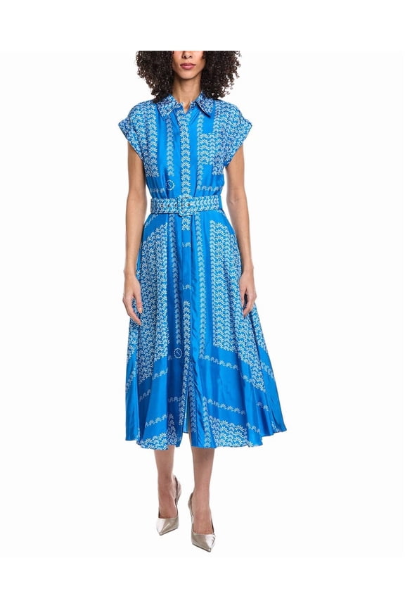 womens  Serena Rolled Shirt Dress, 4, Blue