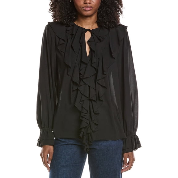 Toccin womens Tobi Exaggerated Ruffle Blouse, s, Black